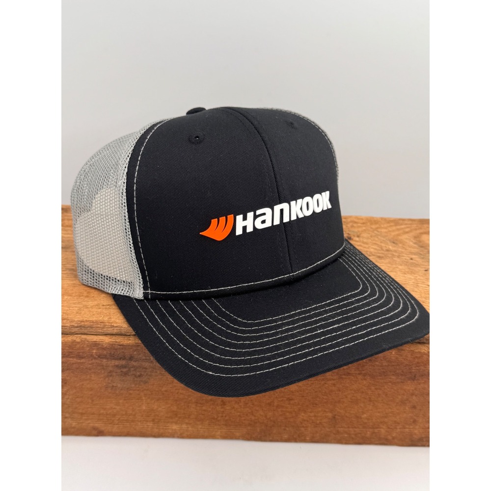 Hankook Adjustable Trucker Hat Mesh Back Black Grey Snapback Cap Tire Promo